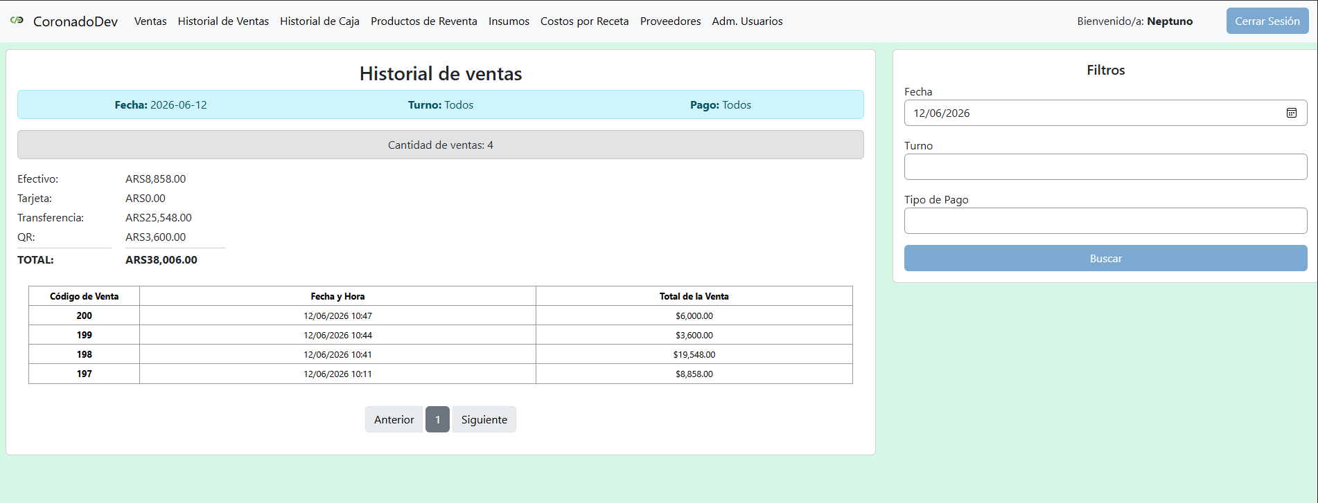 FoodFlow - Historial de Ventas