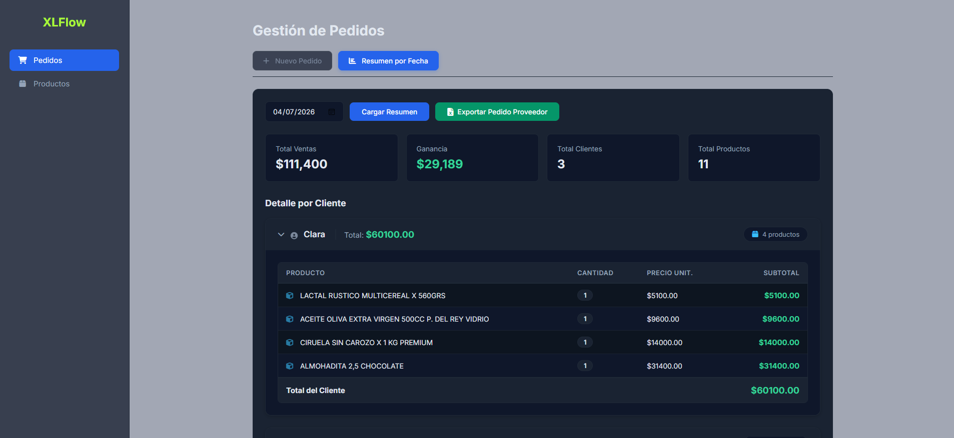 XLFlow - Gestión de Pedidos