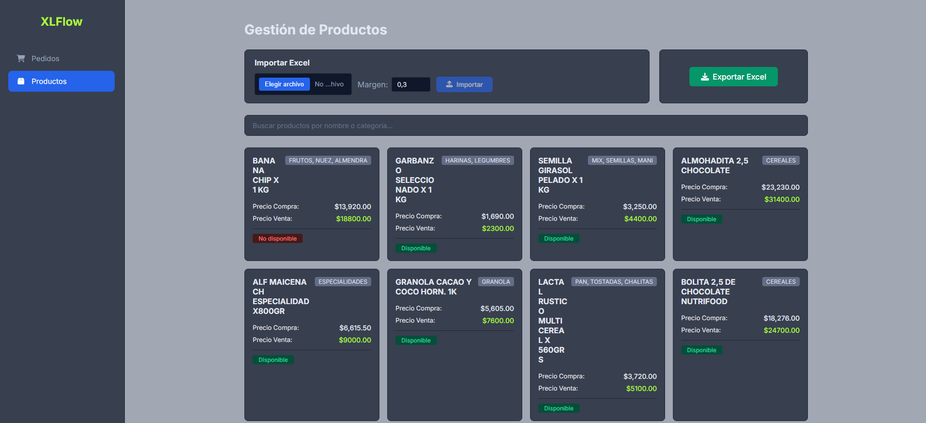 XLFlow - Gestión de Productos