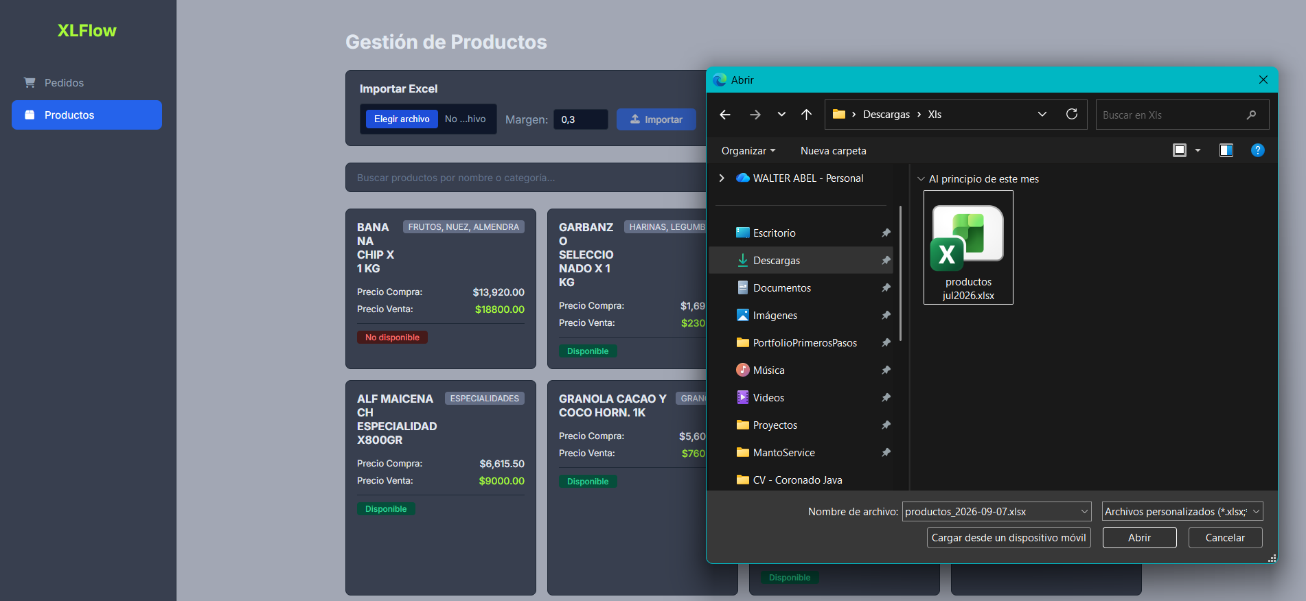 XLFlow - Importar Excel